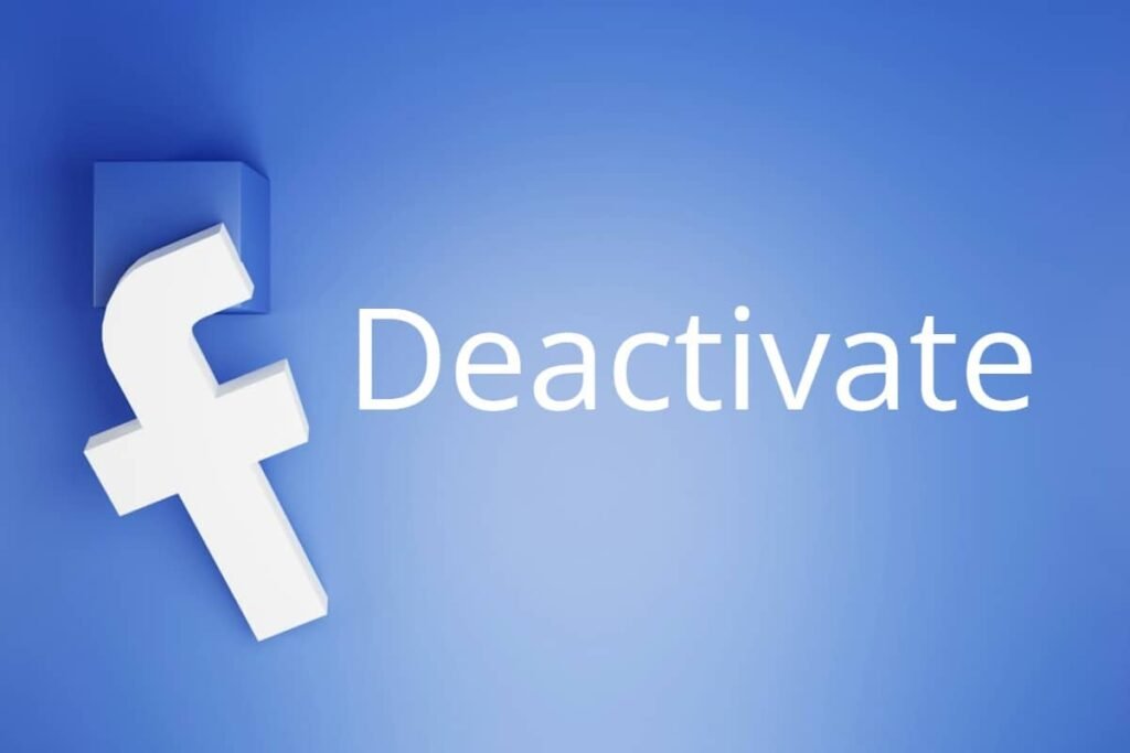 Facebook-Logo mit dem Wort „Deactivate“ – Symbolbild für Von Facebook gelöscht